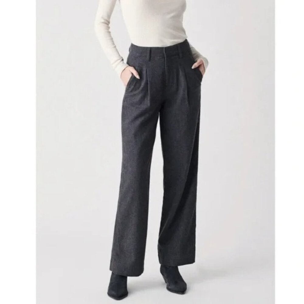 Faherty Rory Pleated Wide Leg Wool Blend Trousers